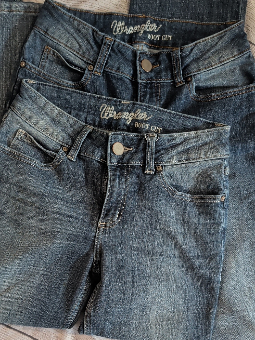 Wrangler Blue Denim Boot Cut Jeans Duo